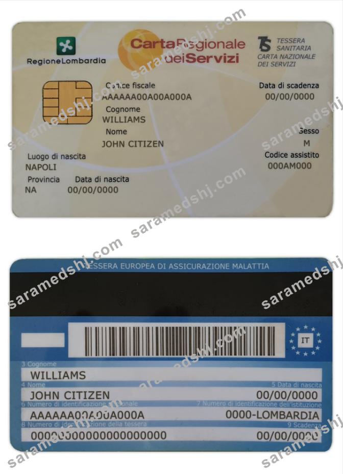 Italy health insurance card (Tessera sanitaria)